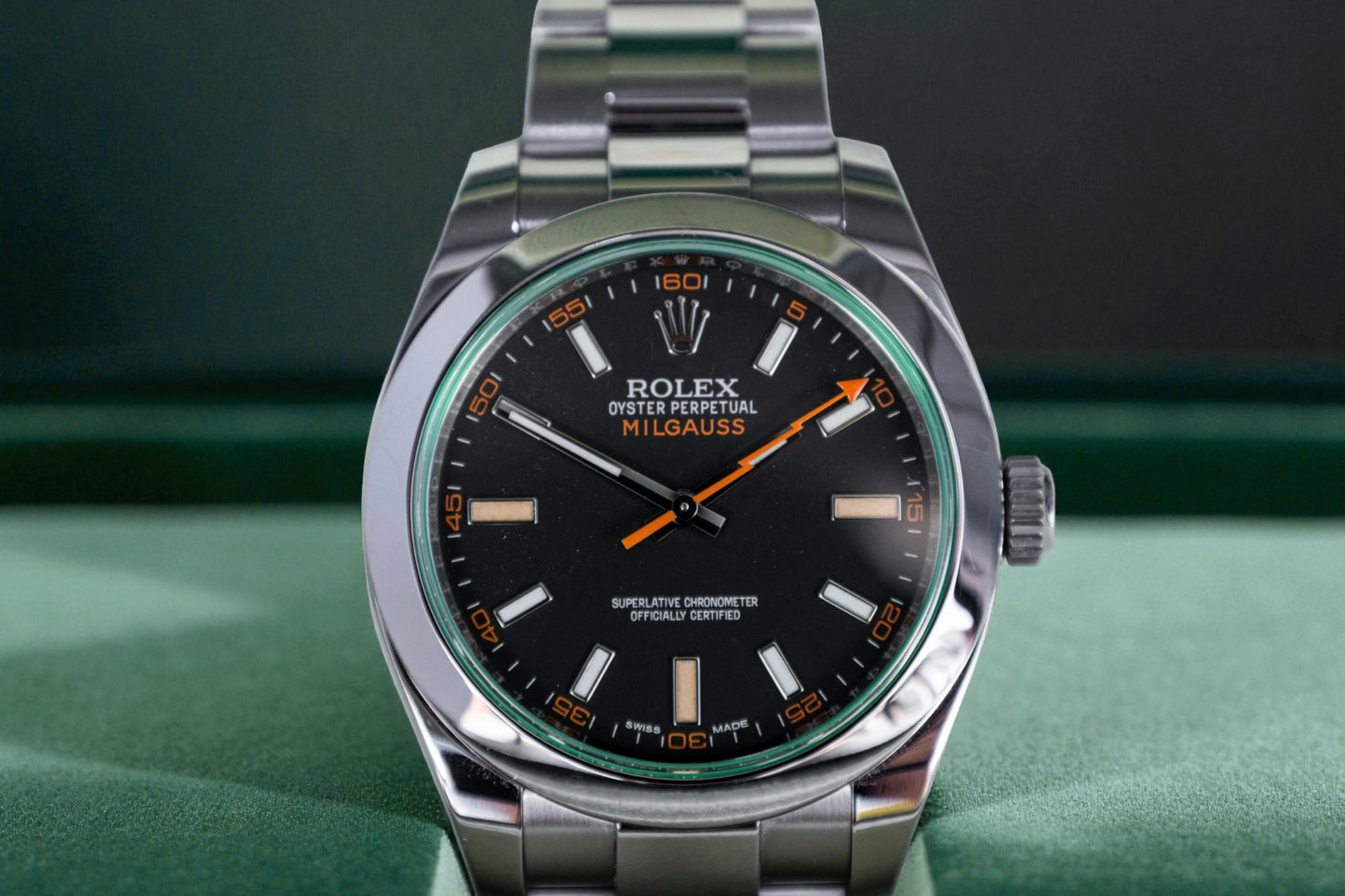 Rolex Milgauss, Reference 116400  a Stainless Steel Automatic Wristwatch with Oyster Bracelet