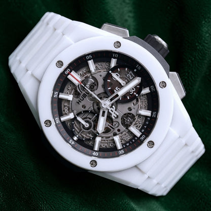Hublot Big Bang Integral, Ref. 451.hx.1123.hx | a Rare White Ceramic 42mm Skeleton Dial Chronograph on an Integrated Bracelet, Complete Set