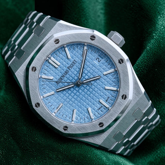 Audemars Piguet Royal Oak 15550st.oo.1356st.04 Ice Blue a Rare Ice Blue Limited Prod Anniversary Timepiece With White Gold