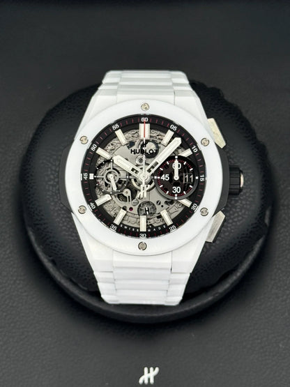 Hublot Big Bang Integral, Ref. 451.hx.1123.hx | a Rare White Ceramic 42mm Skeleton Dial Chronograph on an Integrated Bracelet, Complete Set
